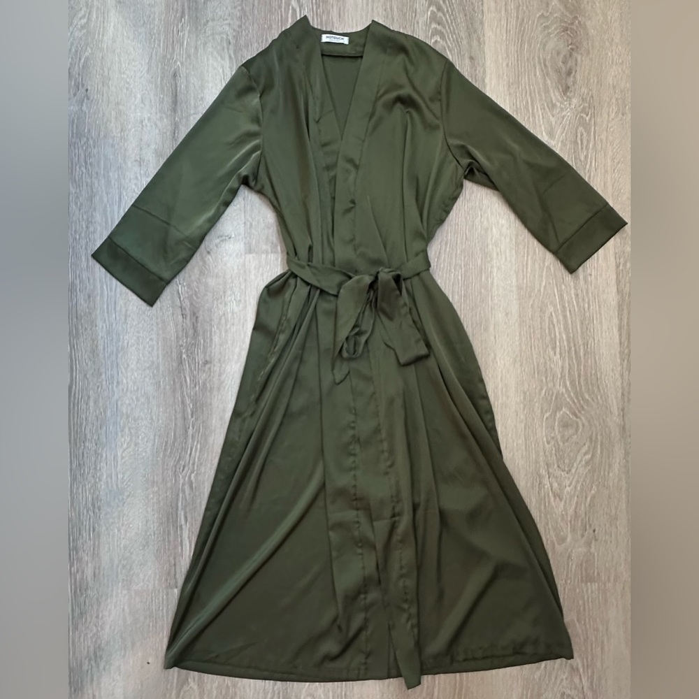 Hotouch|Green/Emerald‎ Satin Wrap Dress/Robe|SZ S